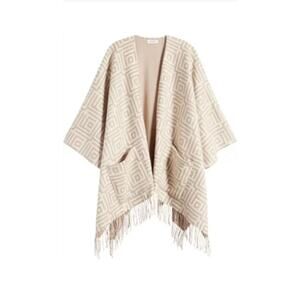 Nordstrom Reversible Wool Cashmere Ruana Poncho - Beige